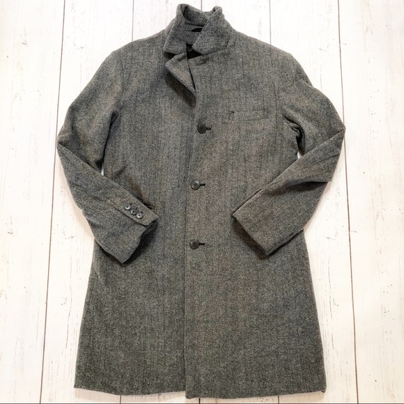 Zara Other - Zara man gray wool pea coat high neck coat XL